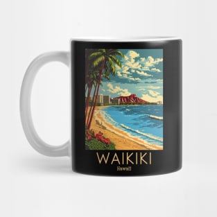 A Vintage Travel Illustration of Waikiki - Hawaii Mug